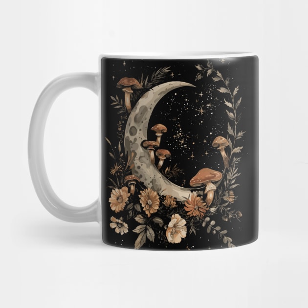 Cute Moon Spring Flowers Mycology Retro Magical Moon Fairycore by RetroZin